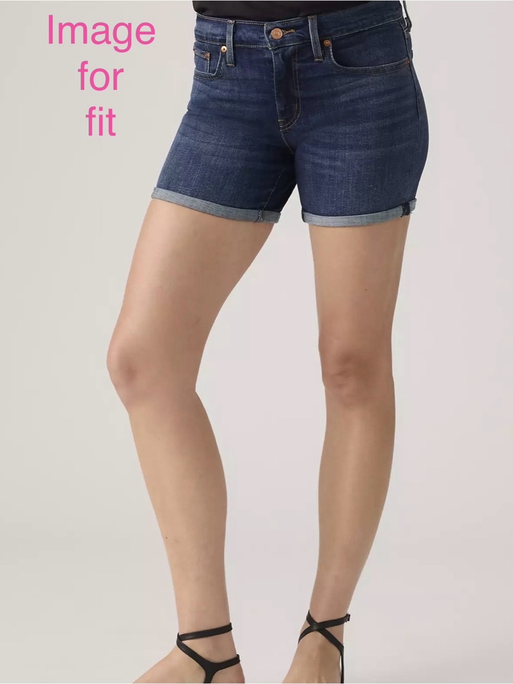 LEVI’S Mid-Rise/Mid-Length Dark Blue Denim Shorts for Women - Picture 10 of 15